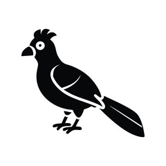 Black Silhouette of Crested Bird – Exotic Songbird Vector Illustration