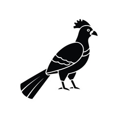 Black Silhouette of Crested Bird – Exotic Songbird Vector Illustration