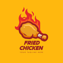 rustic fire chicken leg logo