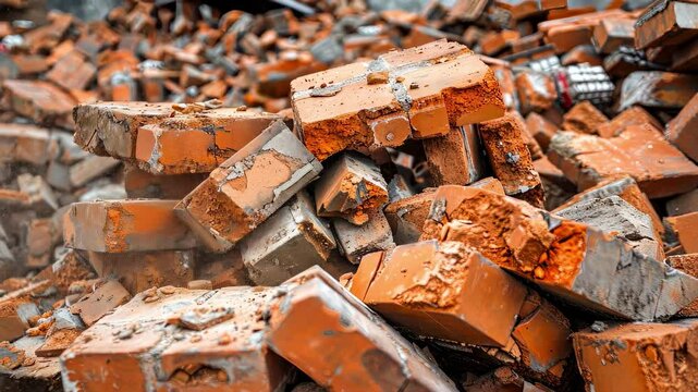 beaten red brick selective focus