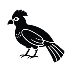 Black Silhouette of Crested Bird – Exotic Songbird Vector Illustration