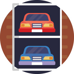 Parking Lot: An area designated for parking vehicles, typically paved and marked with spaces.