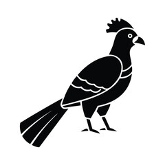 Black Silhouette of Crested Bird – Exotic Songbird Vector Illustration