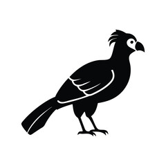 Black Silhouette of Crested Bird – Exotic Songbird Vector Illustration