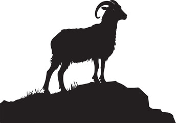 Fototapeta premium Wild Goat and Deer Silhouette Set 