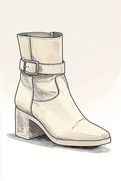 cream ankle boot with buckle clip art preview