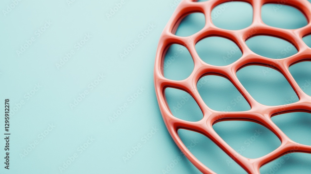 Aufkleber material science nanomaterials concept. abstract red pattern on a turquoise background.