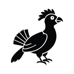 Black Silhouette of Crested Bird – Exotic Songbird Vector Illustration