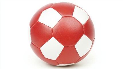 Naklejka premium Red and White Soccer Ball on White Background Close-Up View