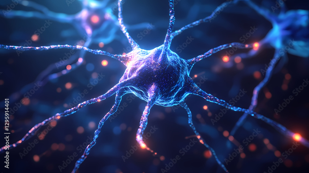 Aufkleber 3d rendering of neuron cells