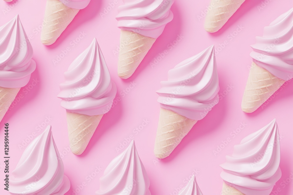 Aufkleber an appealing array of colorful ice cream cones on a pink backdrop, inviting and vibrant.