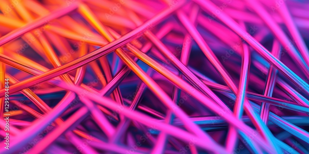Poster material science nanomaterials concept. colorful abstract composition of intertwined lines and threa