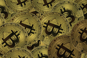 golden bitcoins as symbol of wealth