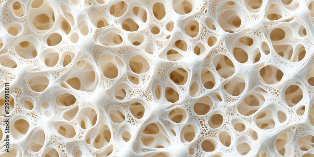 Poster material science nanomaterials concept. porous white structure with intricate, organic patterns.
