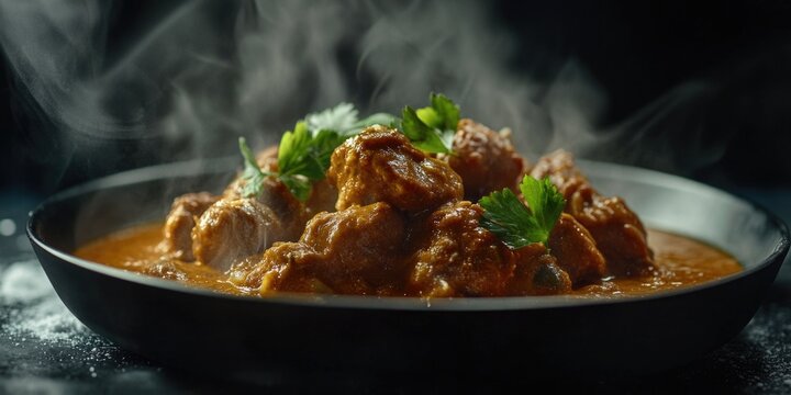 A tantalizing Indian dish featuring chicken cooked in a rich, creamy sauce of tomatoes and spices. Served over rice, it's a mouthwatering main course for food lovers.
