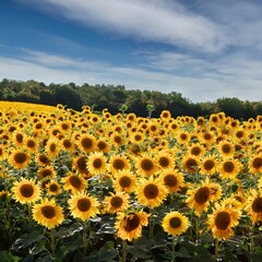 Obraz premium Field of sunflowers in full bloom joy and positivity on a 
