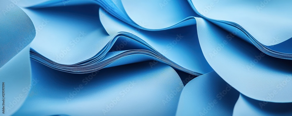 Aufkleber material science nanomaterials concept. blue abstract fabric with flowing curves and textures.