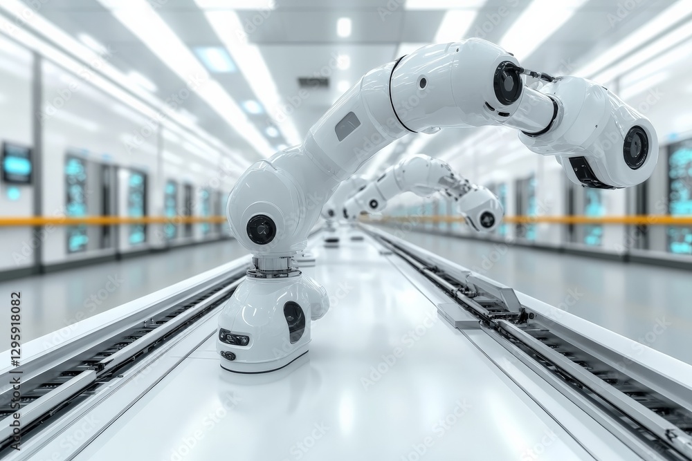 Aufkleber advanced robotic arms operate in a modern automation factory during a bright daytime shift