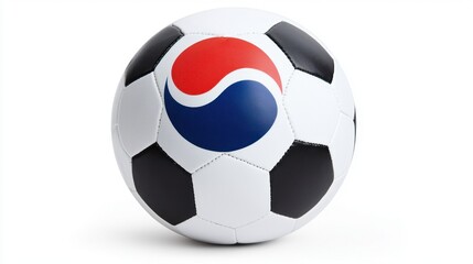Obraz premium Classic Soccer Ball with South Korean Flag Design on White Background