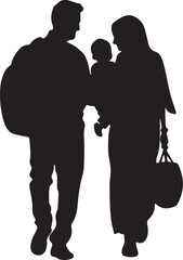 Muslim Love Family silhouette Design vector.