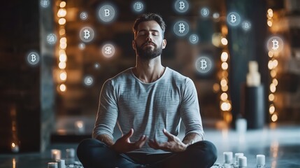 Obraz premium Meditation and Cryptocurrency Connection in Modern Life
