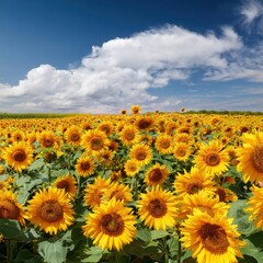 Obraz premium Field of sunflowers in full bloom joy and positivity on a 