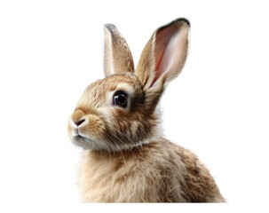 Obraz premium Brown hare or rabbit isolated on white background, PNG