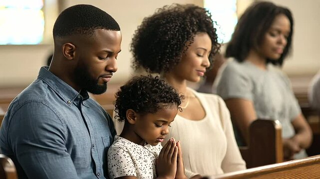 2_Family praying together in a church pew
