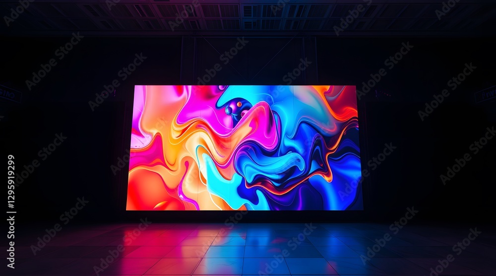 Fototapete a vibrant digital art display showcasing abstract patterns with fluid motion and bright colors, crea