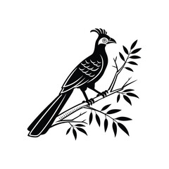 Royal Crested Bird Silhouette Standing on Grass – Vector Art