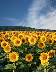 Obraz premium Field of sunflowers in full bloom joy and positivity on a 