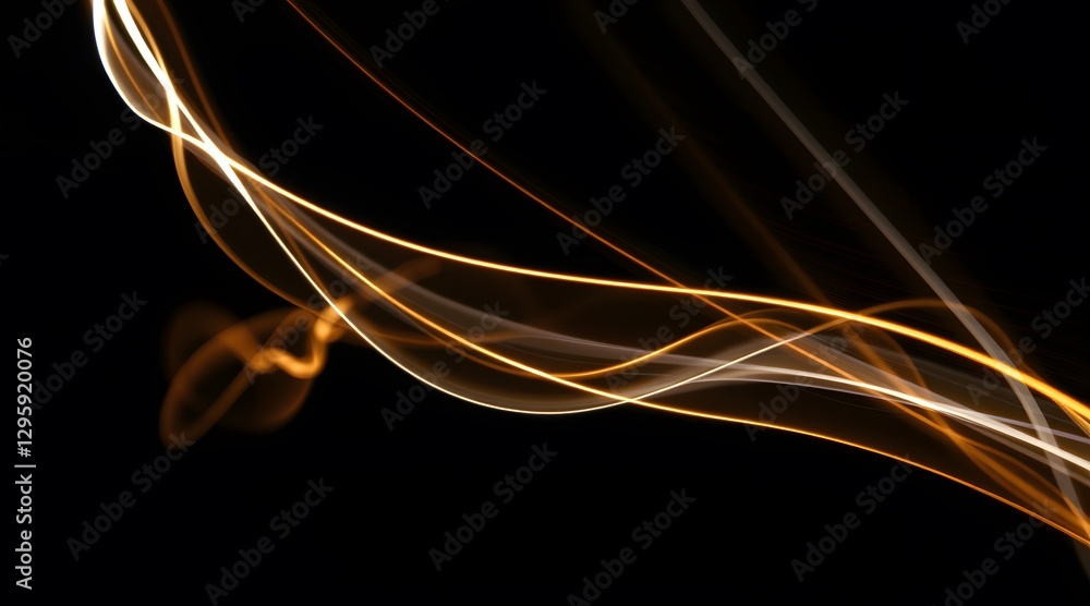 Aufkleber abstract light trails featuring dynamic golden lines on a dark background, creating an enchanting an