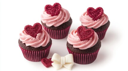 A festive cupcake with rich pink frosting