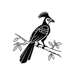 Royal Crested Bird Silhouette Standing on Grass – Vector Art