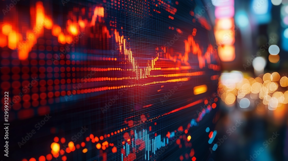 Poster abstract financial data visual with glowing elements