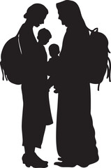 Islamic mindset  family silhouette design vector.