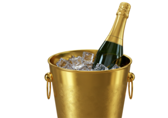 Isolated Champagne Bottle in Ice Bucket