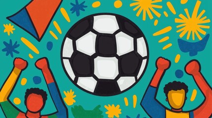 Obraz premium Colorful Celebration of Soccer with Fans and Cheerful Background Elements