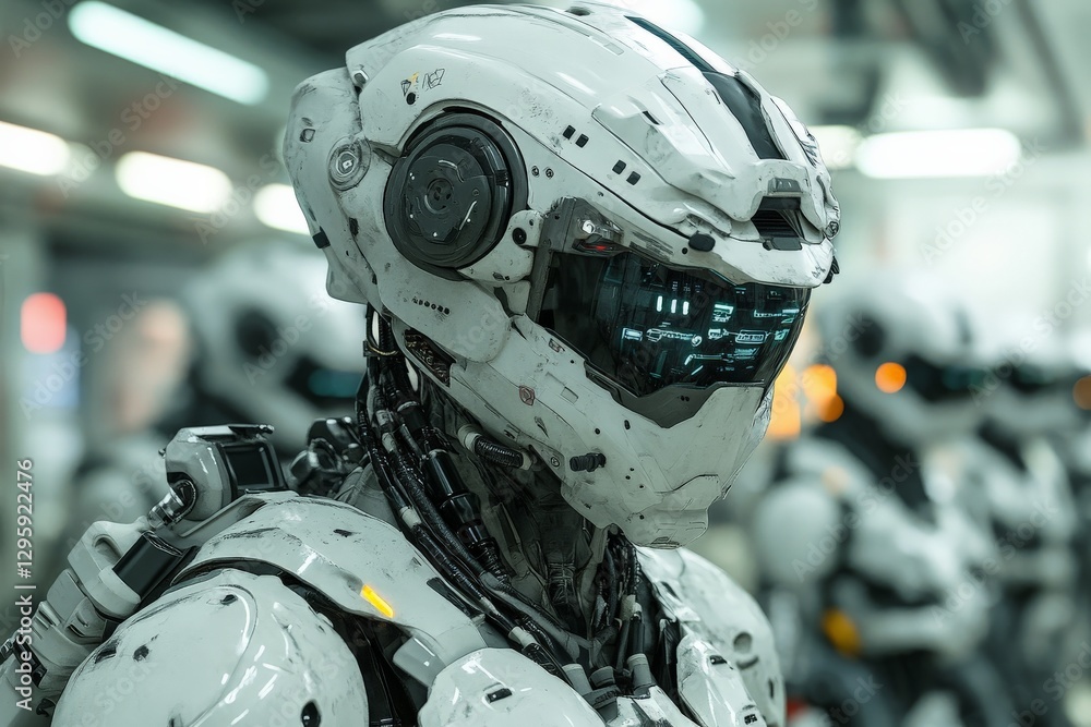 Fototapete advanced robotic figure in a tech-focused environment showcasing futuristic design and intricate det
