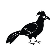 Black Silhouette of Crested Bird – Exotic Songbird Vector Illustration