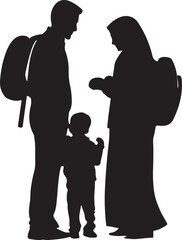Islamic mindset  family silhouette design vector.