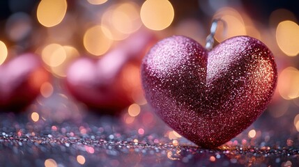 Fototapeta premium Romantic hearts bokeh background