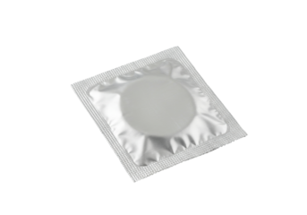 Isolated Silver Foil Condom Packaging