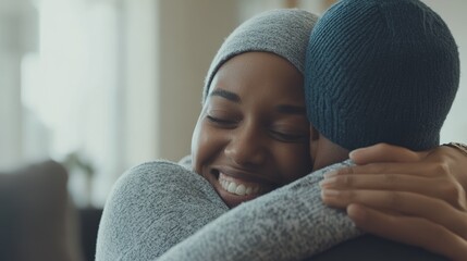 A rare illness patient receiving a warm, comforting blanket in a hospital room. Featuring warmth and care