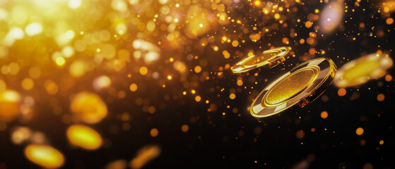 gold background light black golden casino vector glitter particle dust award poker vip magic effect shine star game spotlight luxury bokeh 3d design yellow glamour white spark sparkle chip line slot 