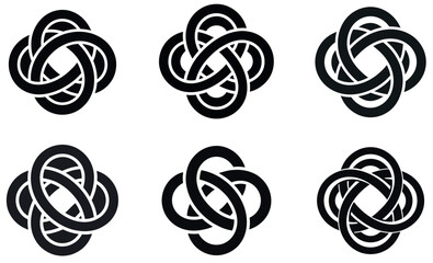 Six intricate Celtic knot designs on a white background.