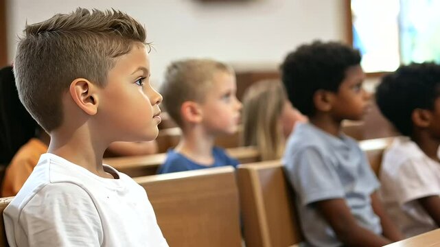Children Engaged in Sunday School Activities in Classroom Setting