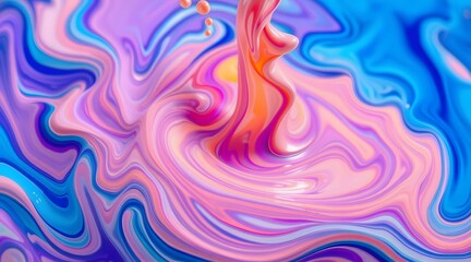 Fototapeta premium A vibrant and fluid abstract design featuring swirling pink, blue, and purple colors, creating a dynamic and dreamy atmosphere that captures creativity and energy in an artistic display. 