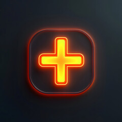 Obraz premium Glowing Hospital Emergency Medical Cross Icon for Digital User Interface