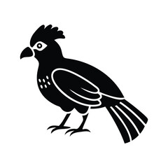 Black Silhouette of Crested Bird – Exotic Songbird Vector Illustration